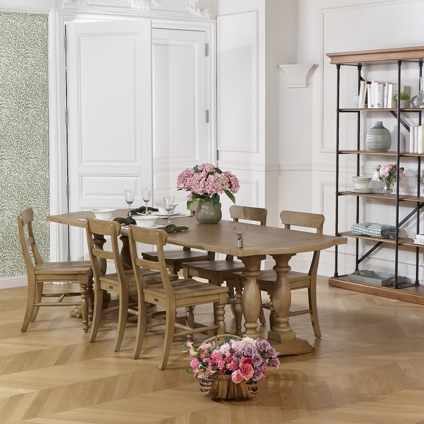 JOHNSON - Mesa de comedor estilo contemporáneo de madera, 10 personas, madera certificada FSC®
