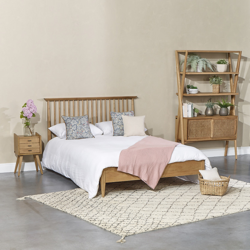 Tweepersoonsbed EDWARD - Vintage stijl met spijlen 160 x 200