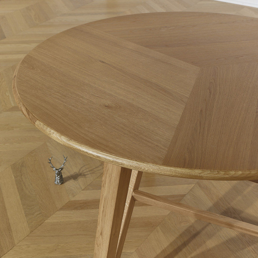 LUCETTE - Tavolo da pranzo rotondo in stile contemporaneo, rovere massiccio, 4/6 posti