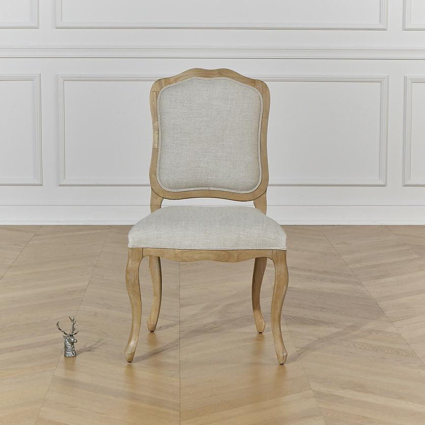 NINA - Set aus 2 Stühlen im Shabby-Chic-Stil aus Massivholz und Premium-Leinen