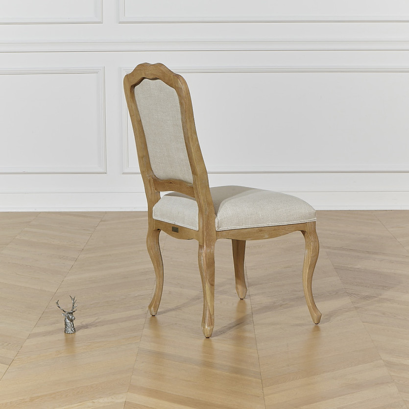 NINA - Set aus 2 Stühlen im Shabby-Chic-Stil aus Massivholz und Premium-Leinen