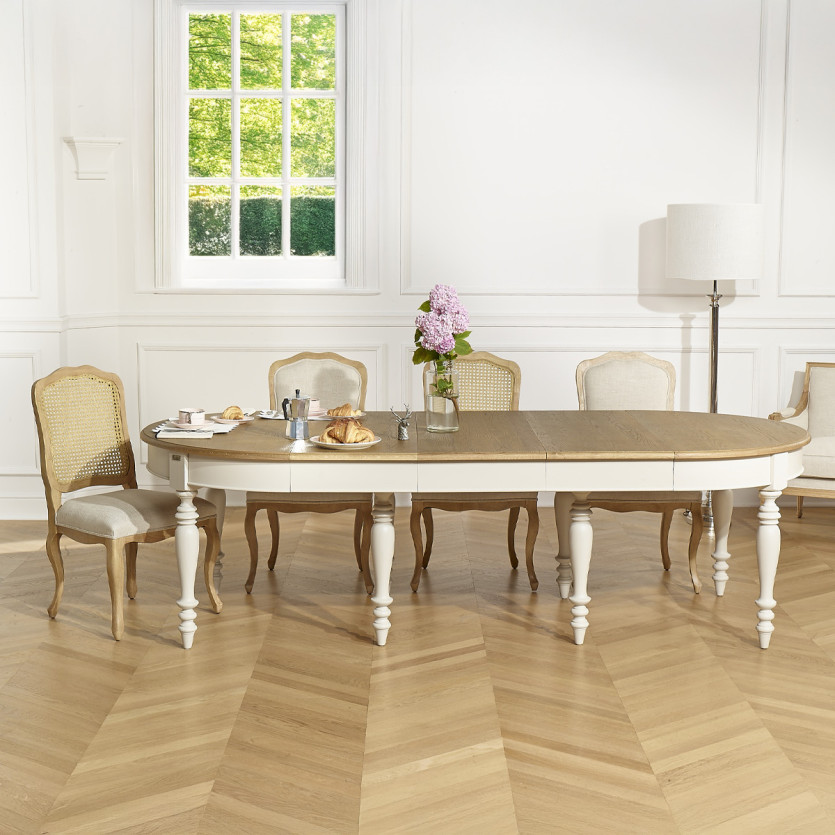 NINA - Set di 2 sedie stile shabby chic in legno massiccio e lino premium