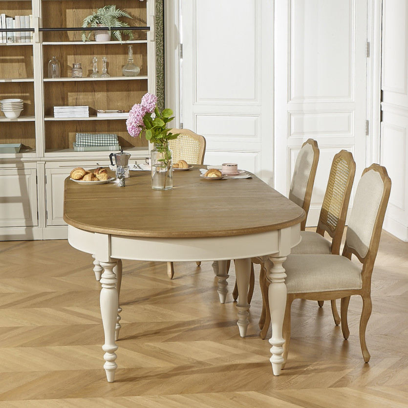 NINA - Set di 2 sedie stile shabby chic in legno massiccio e lino premium