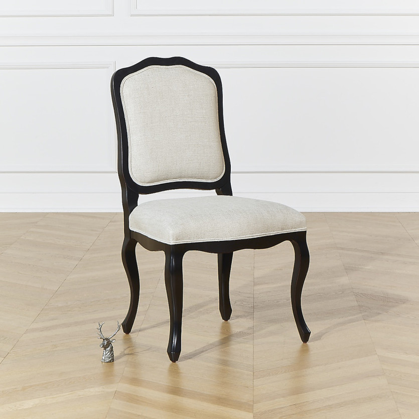 NINA - Lot de 2 chaises style shabby chic en bois massif et lin premium