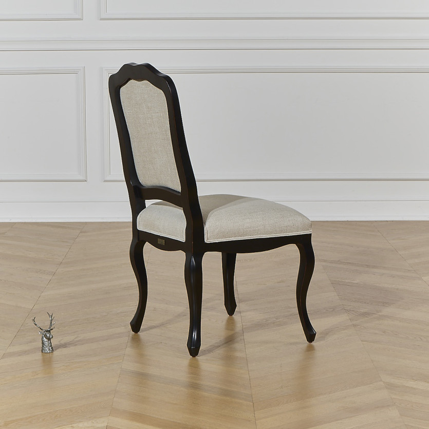 NINA - Lot de 2 chaises style shabby chic en bois massif et lin premium