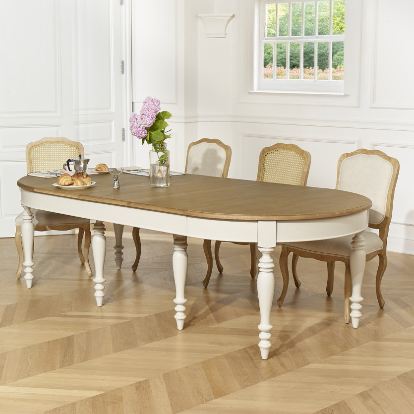NINA - Lot de 2 chaises style shabby chic en bois massif, cannage et lin premium