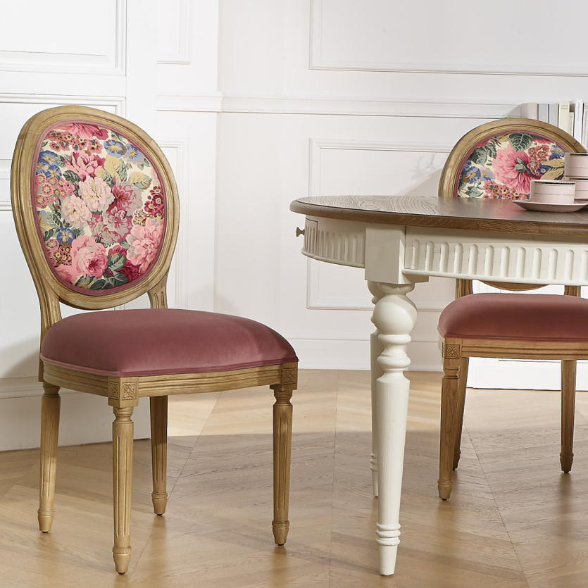 BERTRAND - Table à manger extensible blanche style shabby chic en bois, 4/10 couverts