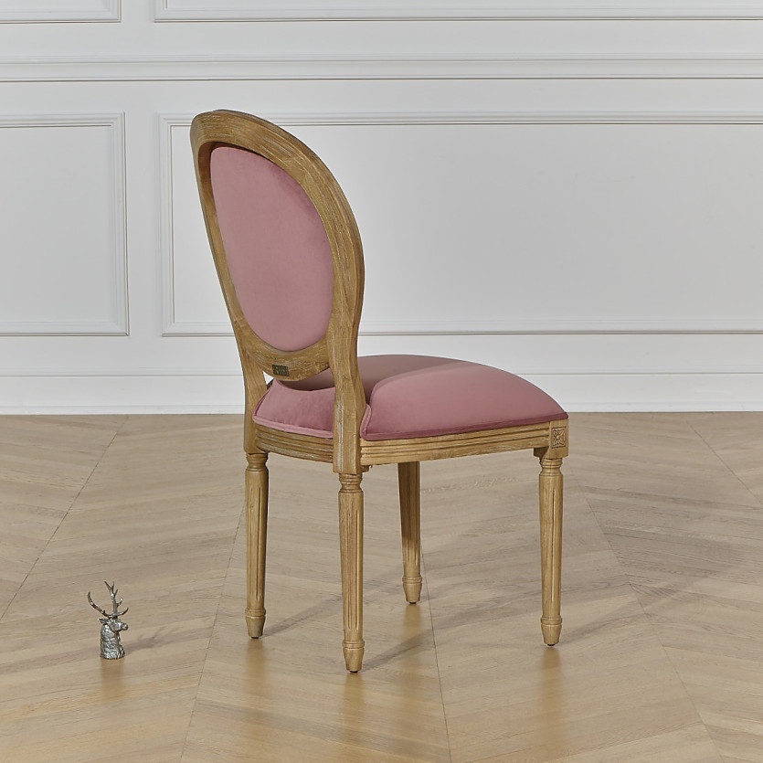 MEDAILLON – Set of 2 shabby chic-style chairs in wood and floral fabric