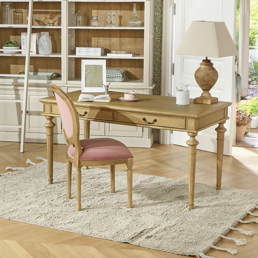 MEDAILLON – 2er-Set Shabby-Chic-Stühle aus Holz mit Blumenstoff