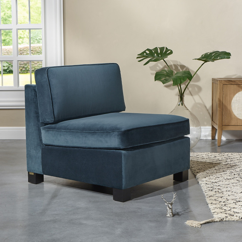 LEONNARD - Fauteuil ou banquette style contemporain en velours et bois certifié FSC®