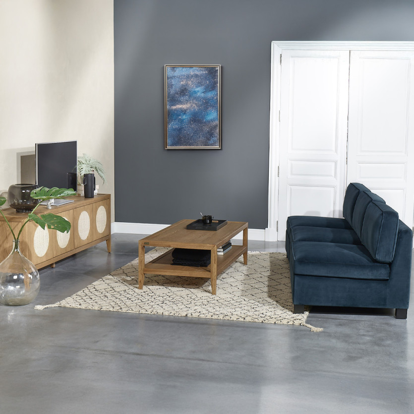 LEONNARD modular armchair - Contemporary style in velvet and FSC® certified wood