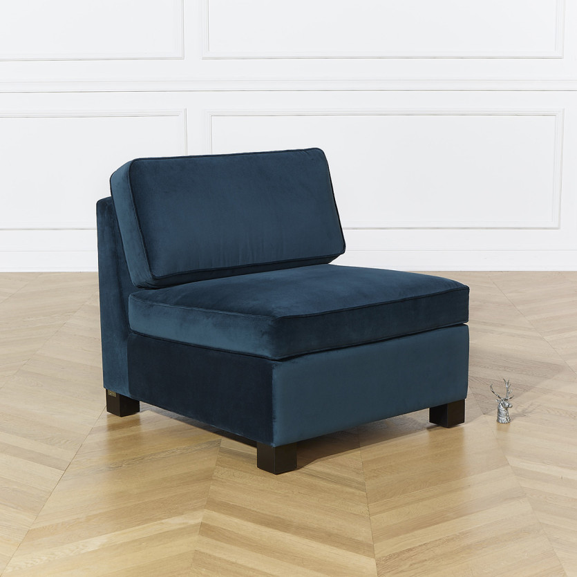 LEONNARD - Fauteuil ou banquette style contemporain en velours et bois certifié FSC®
