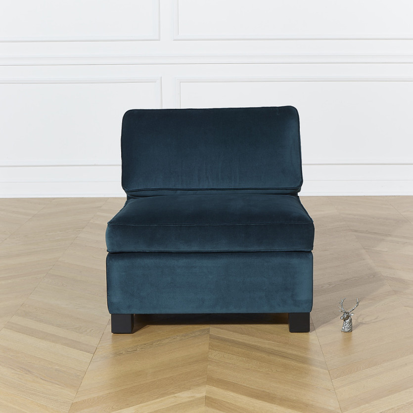 LEONNARD modular armchair - Contemporary style in velvet and FSC® certified wood