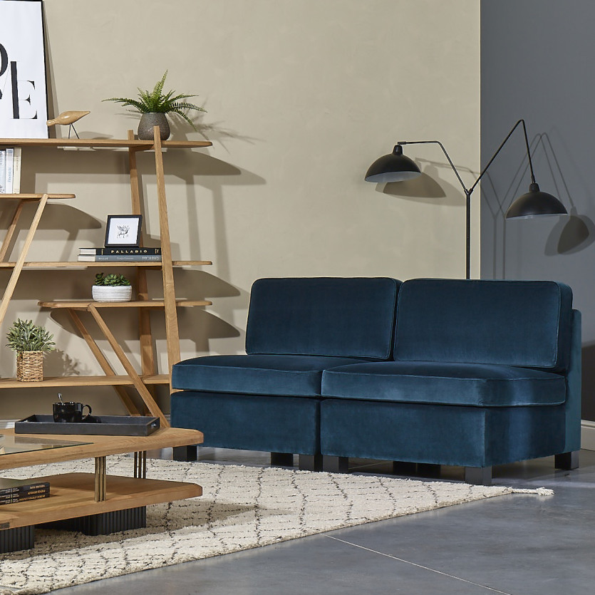 LEONNARD modular armchair - Contemporary style in velvet and FSC® certified wood