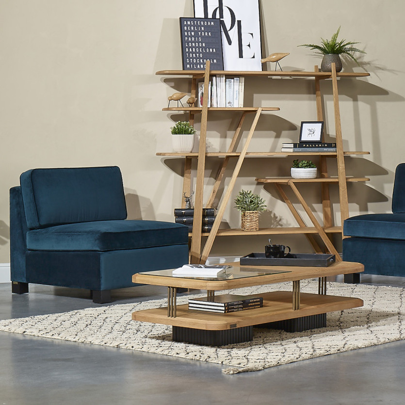 LEONNARD - Fauteuil ou banquette style contemporain en velours et bois certifié FSC®