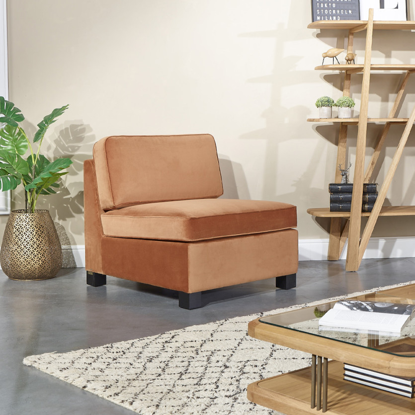 LEONNARD - Fauteuil ou banquette style contemporain en velours et bois certifié FSC®