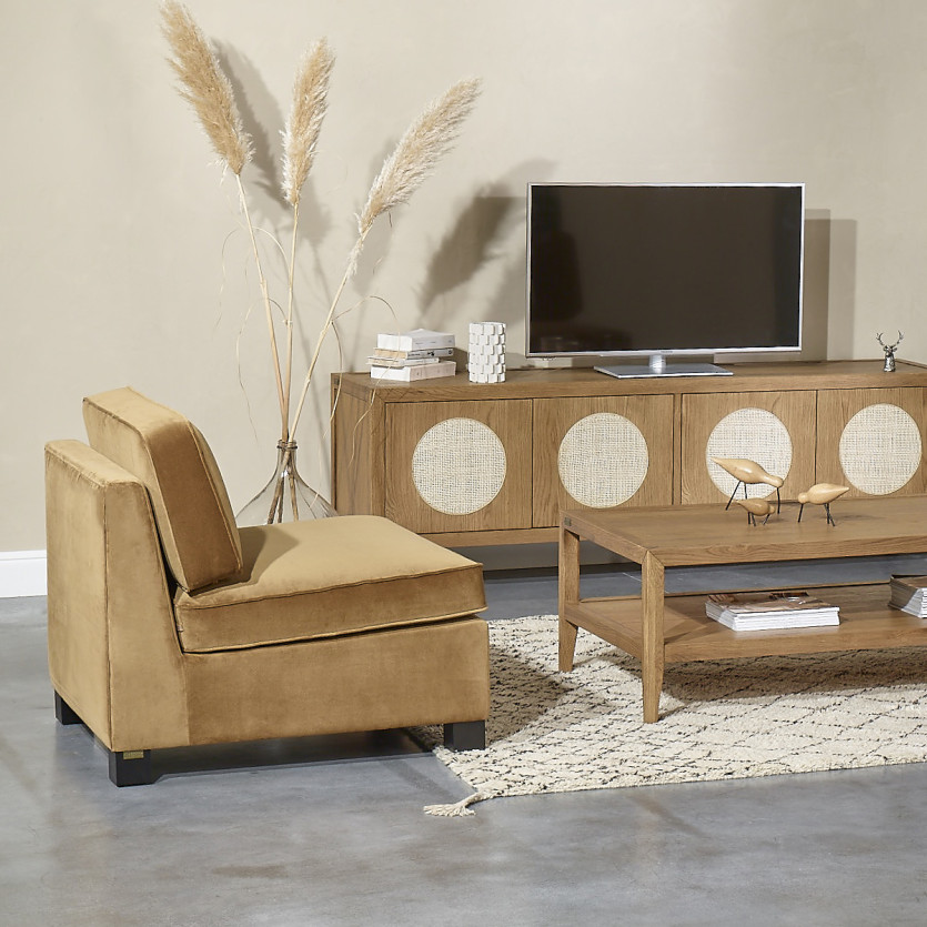 Modularer Sessel LEONNARD - Zeitgenössischer Stil aus Samt und FSC®-zertifiziertem Holz