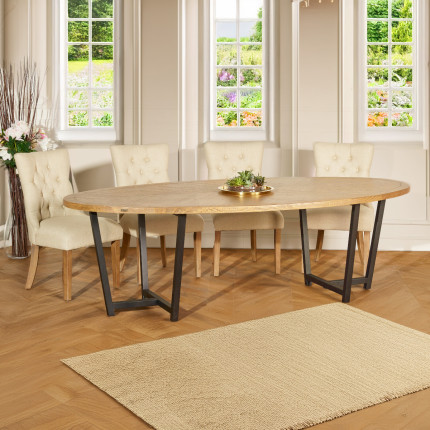 JACKSON - Modern style oval dining table, wood and metal, 8/10 seats
