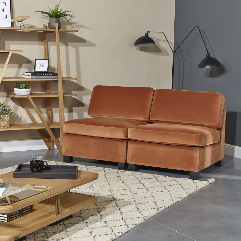 Modularer Sessel LEONNARD - Zeitgenössischer Stil aus Samt und FSC®-zertifiziertem Holz