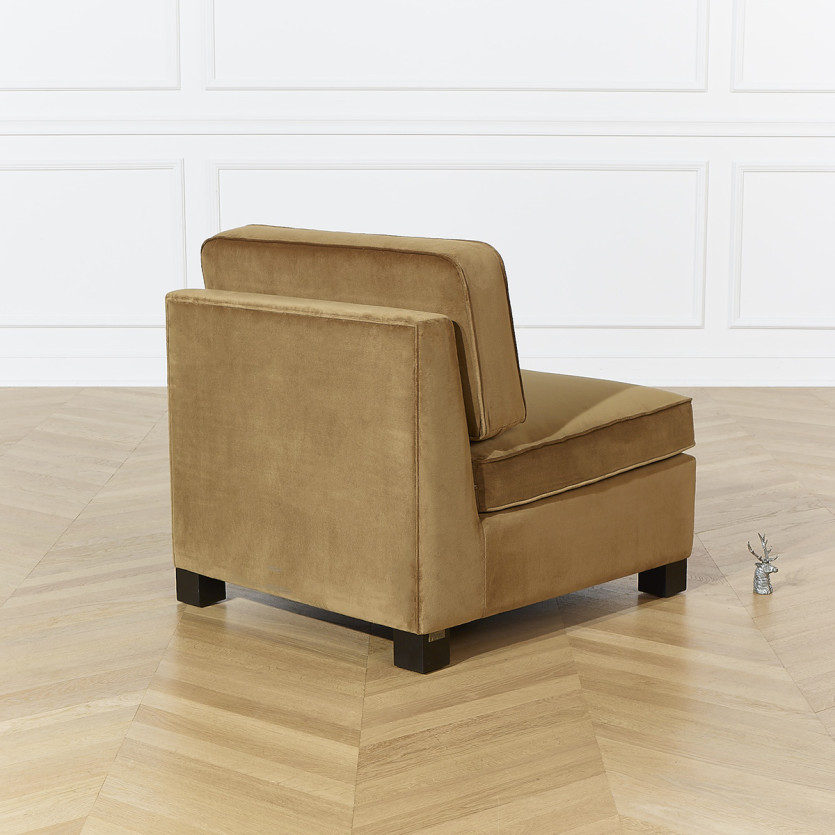 Sillón modular LEONNARD - Estilo contemporáneo en terciopelo y madera certificada FSC®