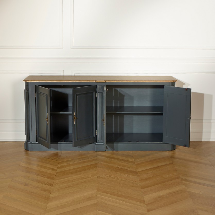 ARTHEMISE – Buffet de salle à manger gris anthracite, 4 portes, bois certifié FSC®