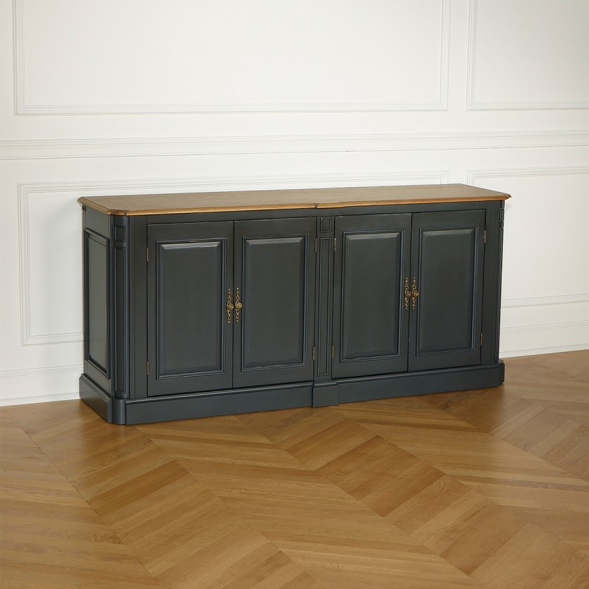 ARTHEMISE – Aparador de comedor gris antracita, 4 puertas, madera certificada FSC®