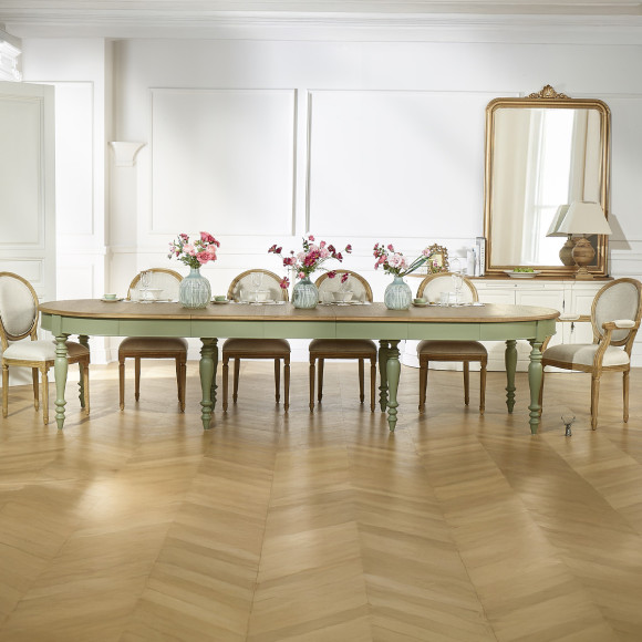 JADE – Ausziehbarer Tisch im Shabby-Chic-Stil, Eichenplatte, 16 Personen