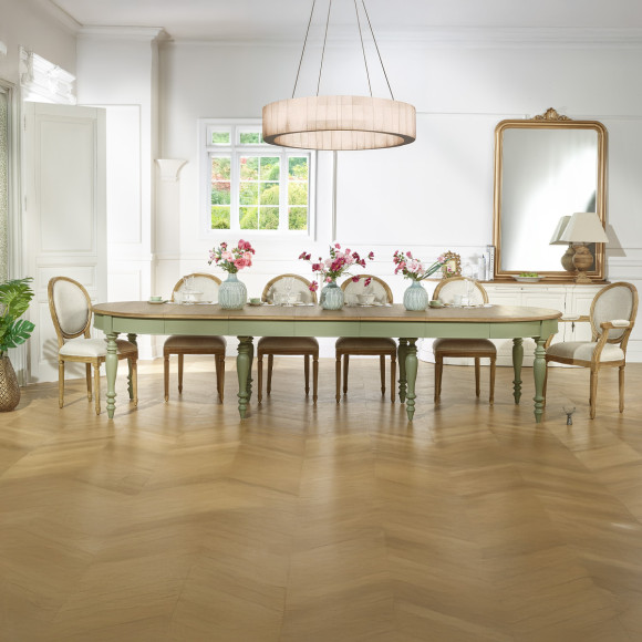 JADE – Ausziehbarer Tisch im Shabby-Chic-Stil, Eichenplatte, 16 Personen