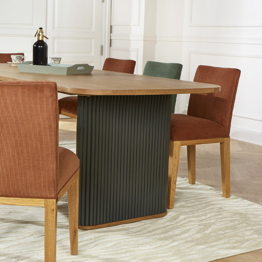 Mesa de jantar JOËL - Estilo contemporâneo, tampo em carvalho, 10 lugares, madeira certificada FSC®