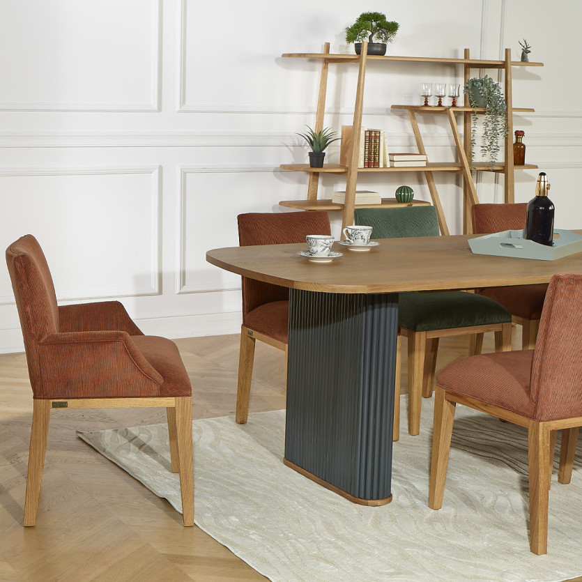 Table à manger JOËL - Style contemporain en chêne, 10 couverts, bois certifié FSC®