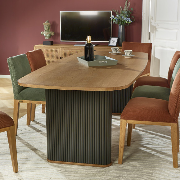 JOËL - Mesa de comedor contemporánea de roble, para 8 a 10 personas, madera certificada FSC®