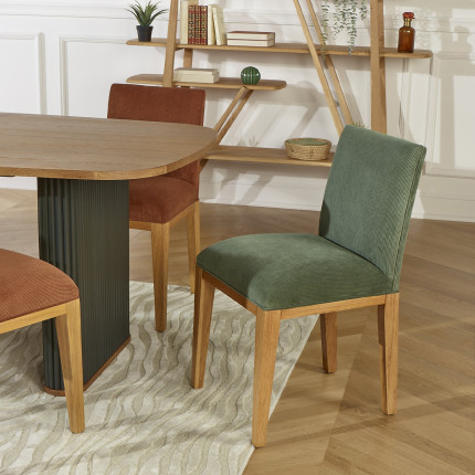 Set of 2 LOLITA chairs - Industrial style in solid wood and corduroy