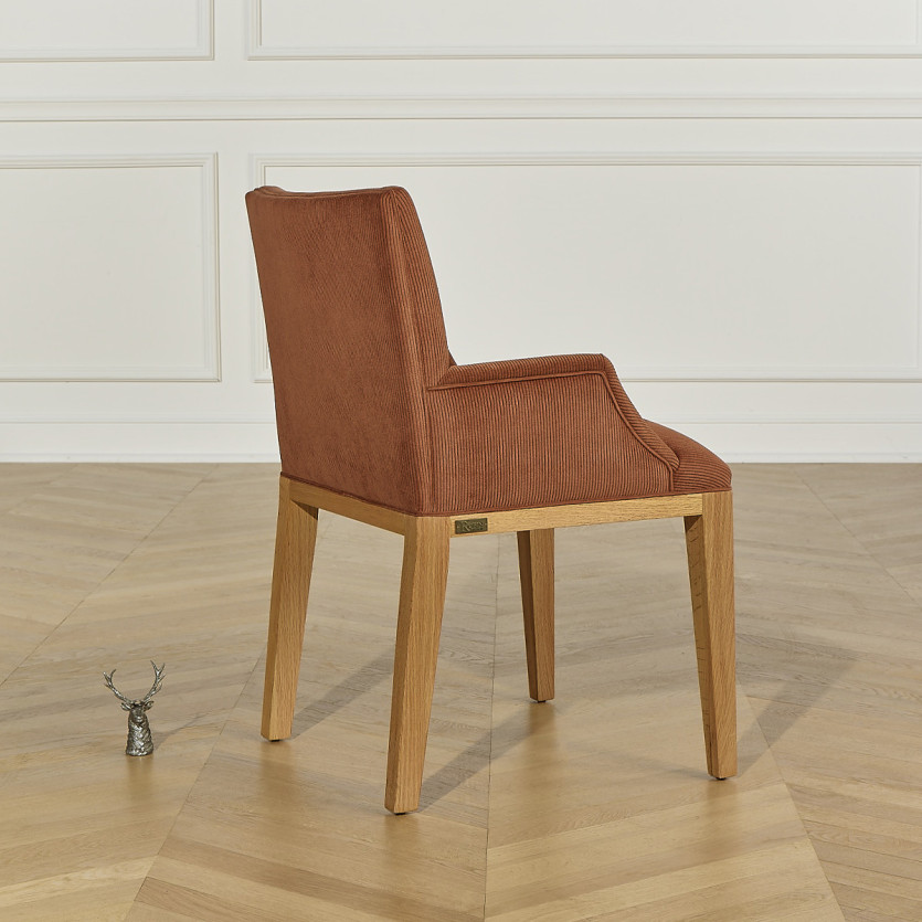 LOLITA Table Chair - Industrial style in solid oak and corduroy, 1 seat