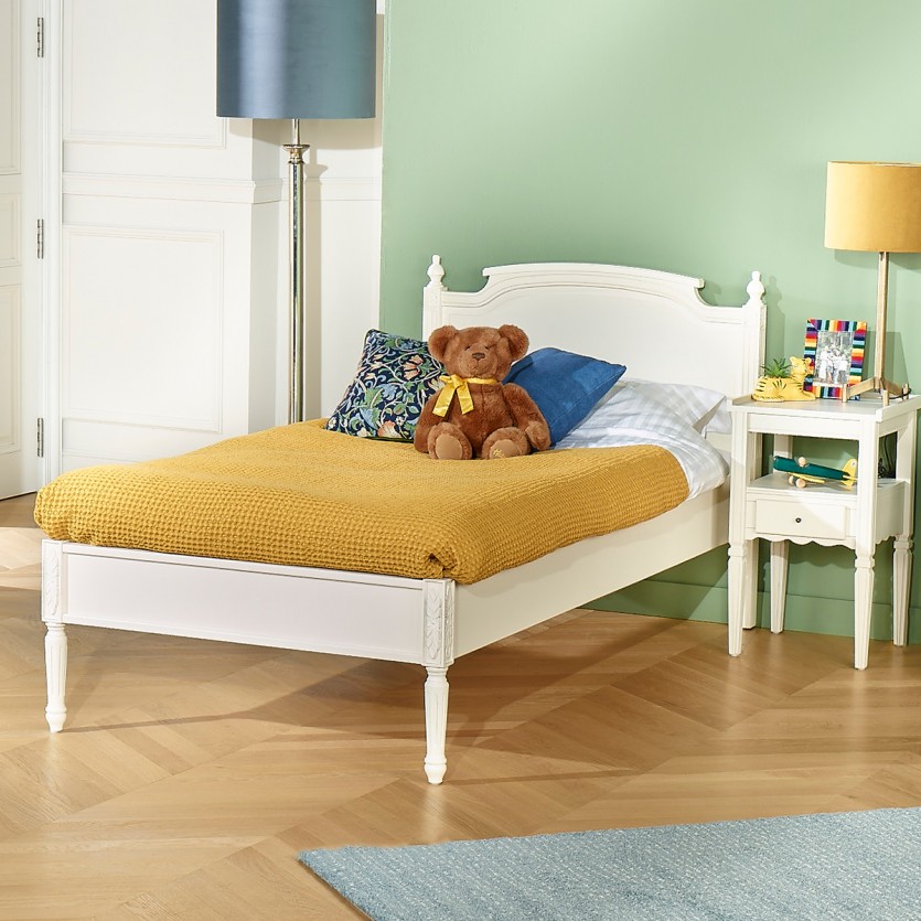 HANNAH Single Bed - Shabby Chic Style Painted Wood, 1 Place, 90 x 190