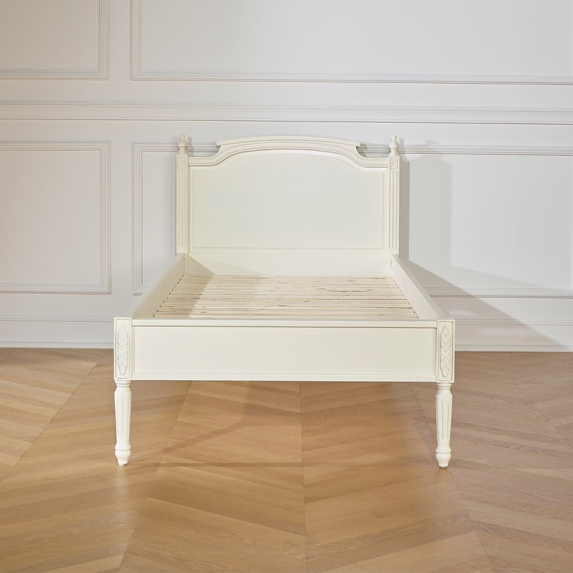 Cama individual HANNAH - Estilo shabby chic de madera pintada, 1 plaza, 90 x 190