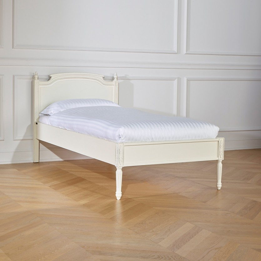 Cama individual HANNAH - Estilo shabby chic de madera pintada, 1 plaza, 90 x 190