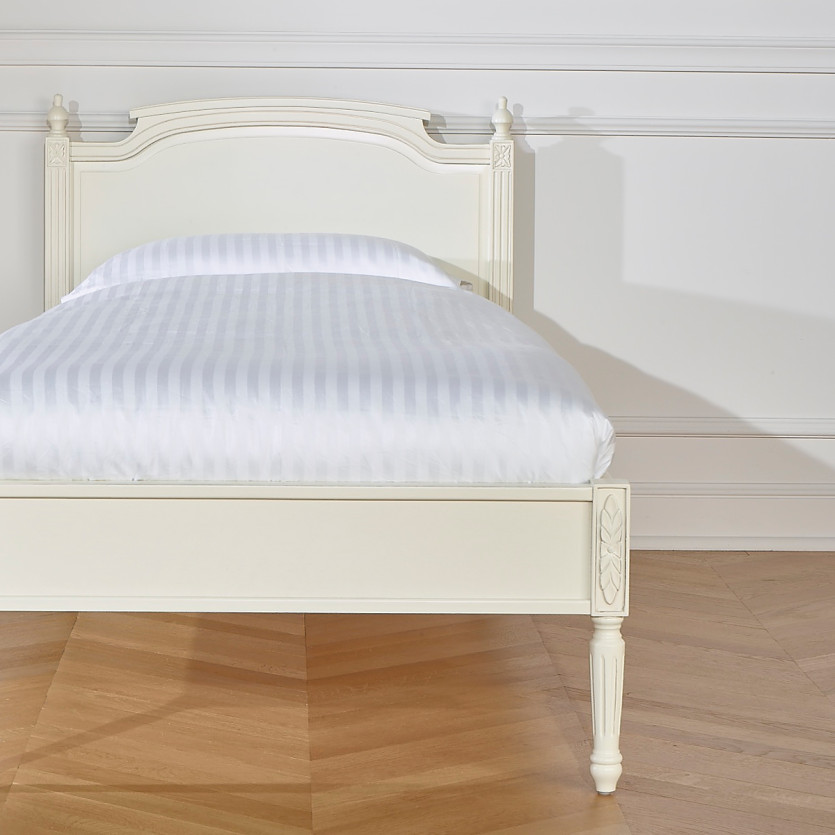 Cama individual HANNAH - Estilo shabby chic de madera pintada, 1 plaza, 90 x 190