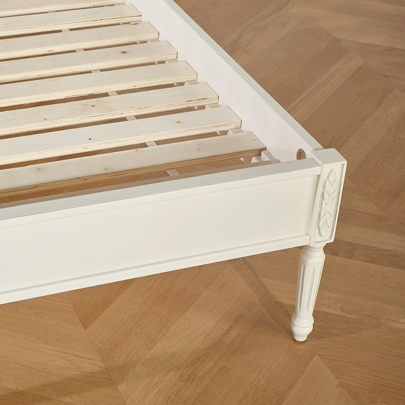 Cama individual HANNAH - Estilo shabby chic de madera pintada, 1 plaza, 90 x 190