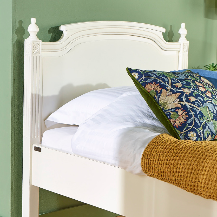 HANNAH Single Bed - Shabby Chic Style Painted Wood, 1 Place, 90 x 190