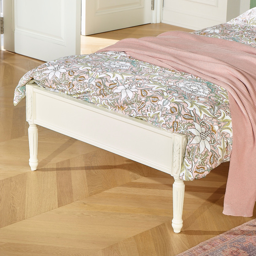 HANNAH Single Bed - Shabby Chic Style Painted Wood, 1 Place, 90 x 190