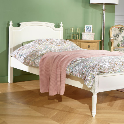 Letto singolo HANNAH - Stile shabby chic in legno massello, 1 posto, 90 x 190