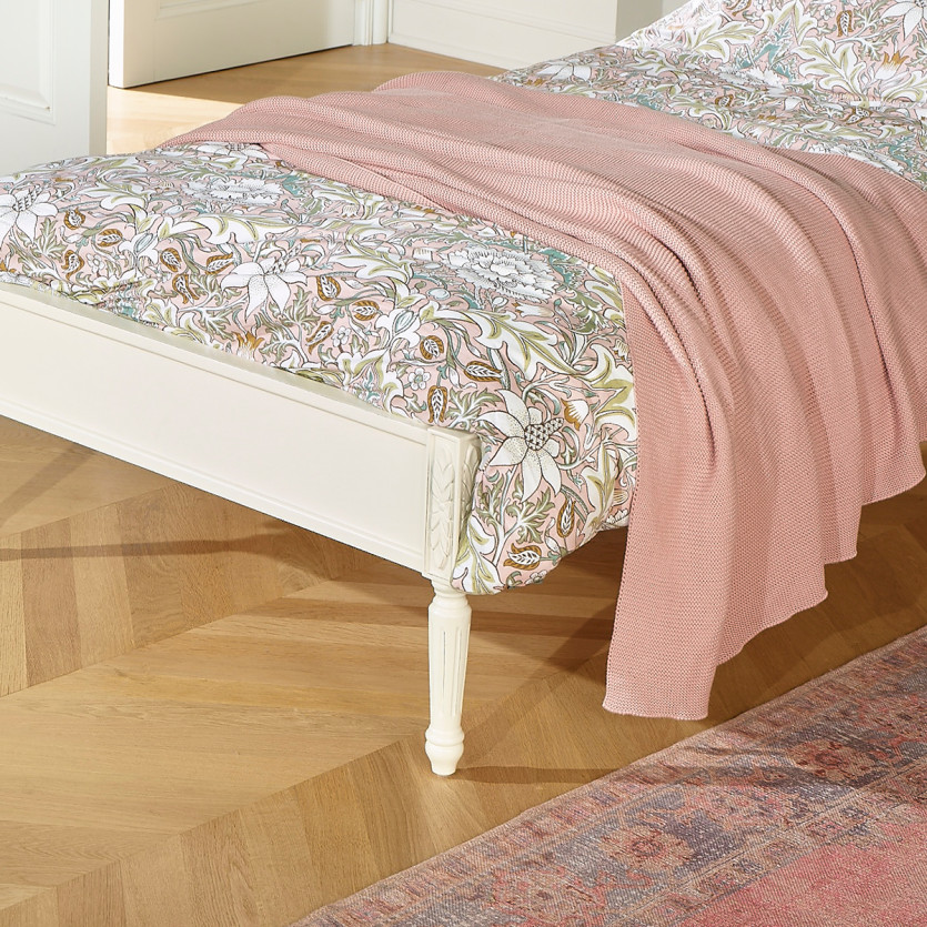 Cama individual HANNAH - Estilo shabby chic de madera pintada, 1 plaza, 90 x 190