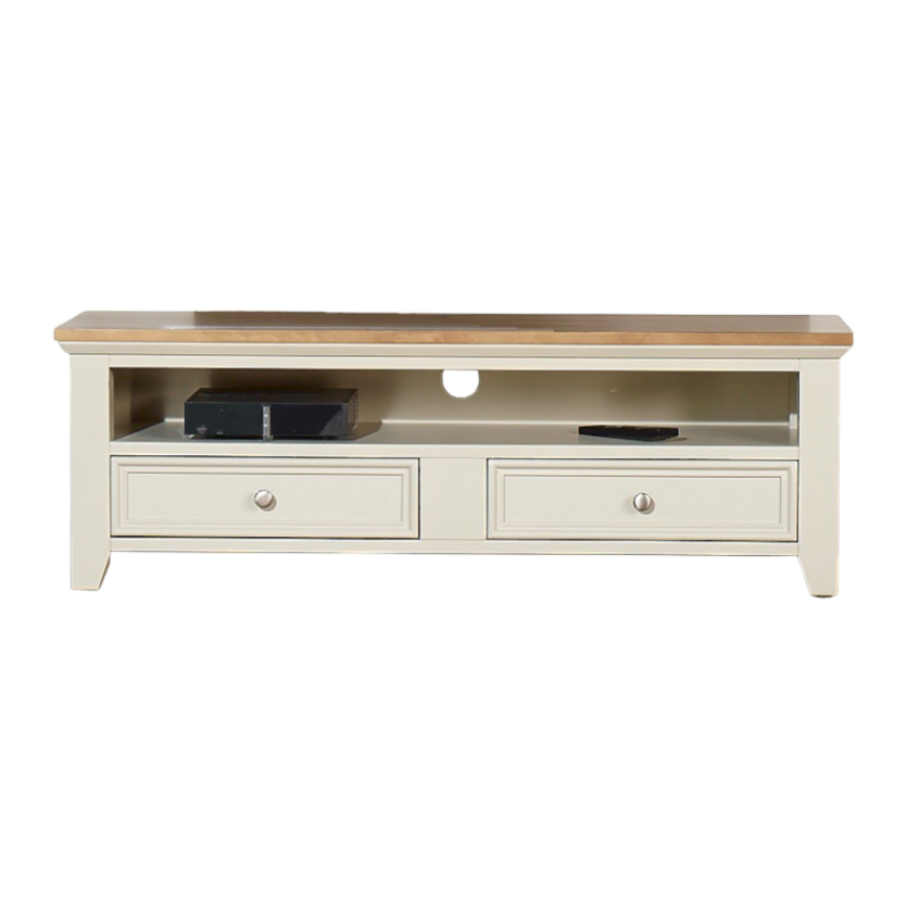 Meuble TV ARCHER, 2 tiroirs, 1 niche, blanc