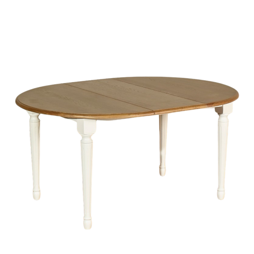 ARLINGTON - Table ronde extensible blanche, plateau en chêne, FSC®