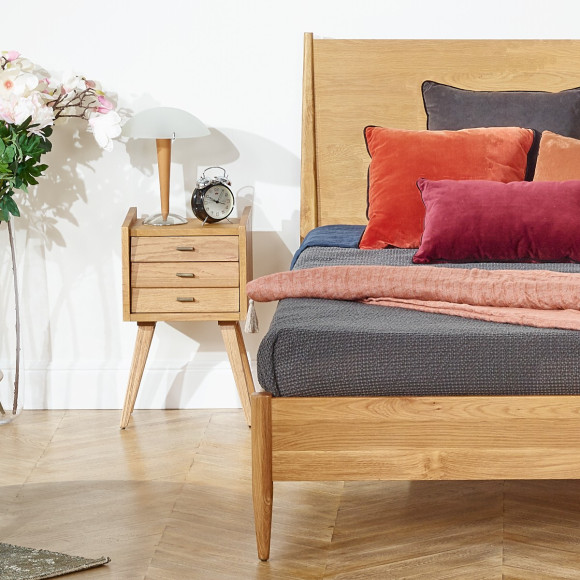 Letto matrimoniale DALHIA – Stile scandinavo in legno, 140 x 200 cm
