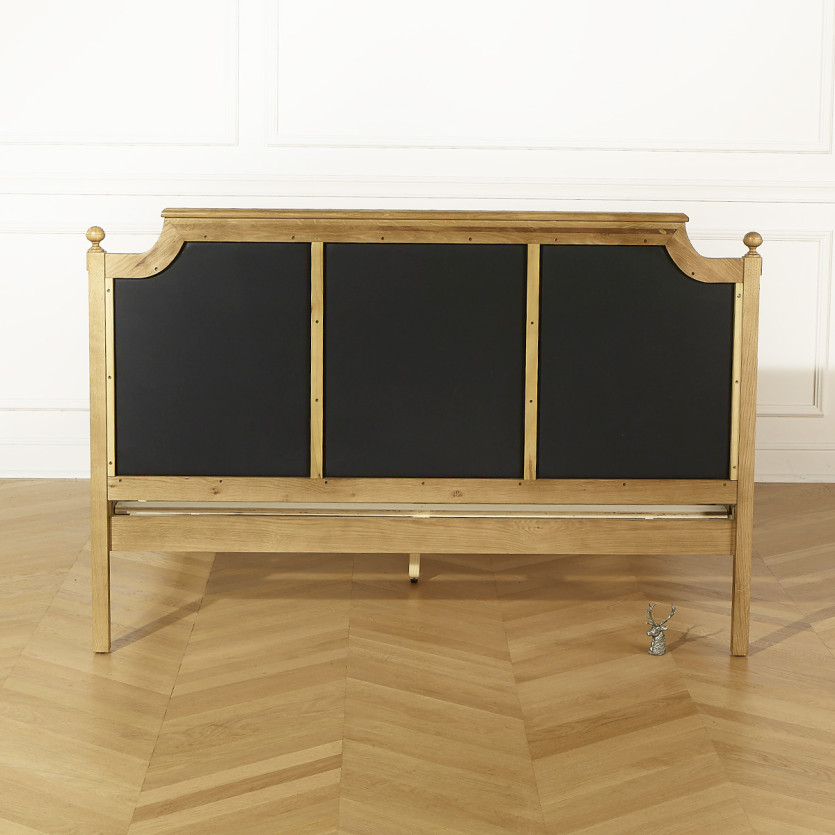 Zweipersonenbett JAMES - Romantischer Stil in Eichenholz und Baumwollleinen 160 x 200