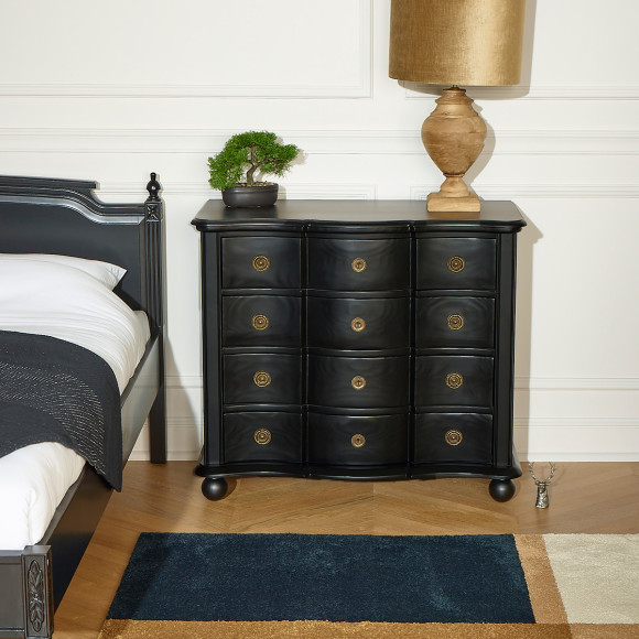 4-drawer dresser, black lacquered, DIANA