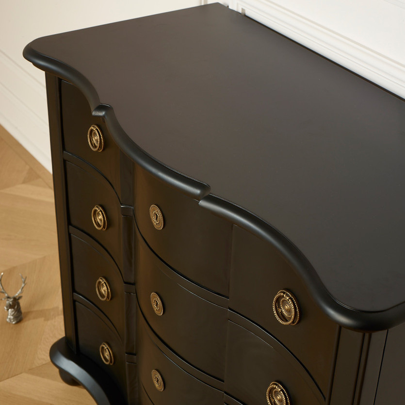 Commode 4 tiroirs, laquée noire, DIANA