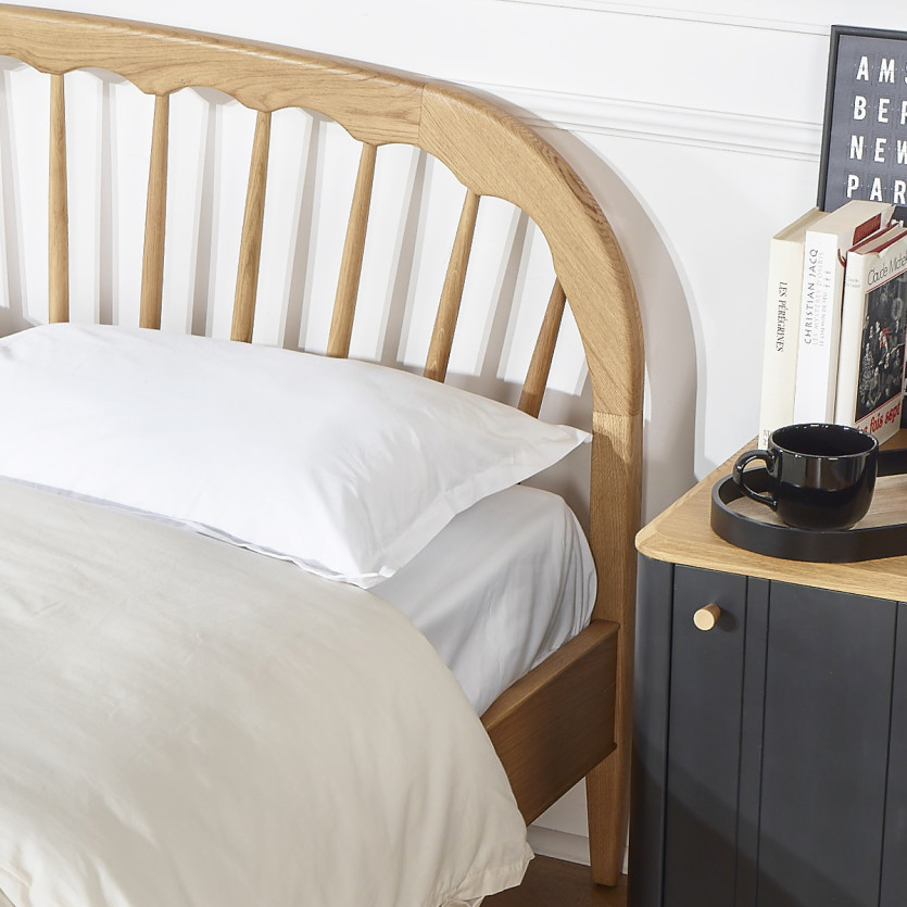 Cama de casal WINDSOR - Estilo contemporâneo em carvalho, 160 x 200