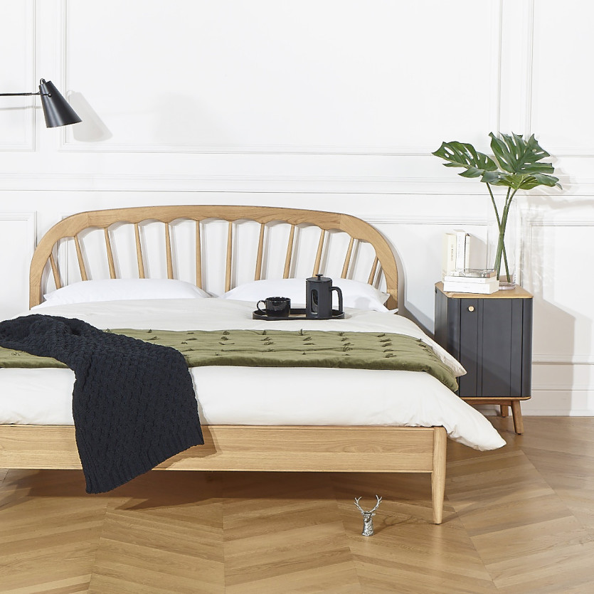 Letto matrimoniale WINDSOR - Stile contemporaneo in rovere, 160 x 200